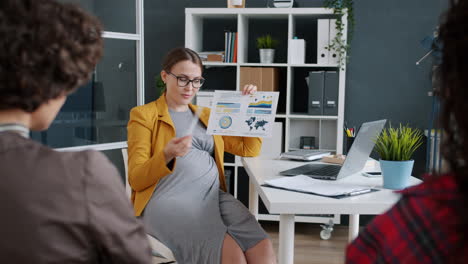 business meeting presentation by pregnant woman