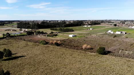 Luftaufnahme-Eines-Sonnigen-Tagesfeldes-In-Canelones,-Uruguay