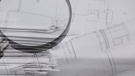 animación de vidrio de lectura y planes sobre archivos