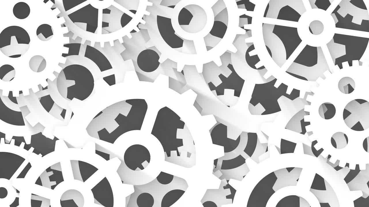 antecedentes industriales abstractos con engranajes móviles de diferentes formas y tamaños, tecnología financiera o concepto de negocio