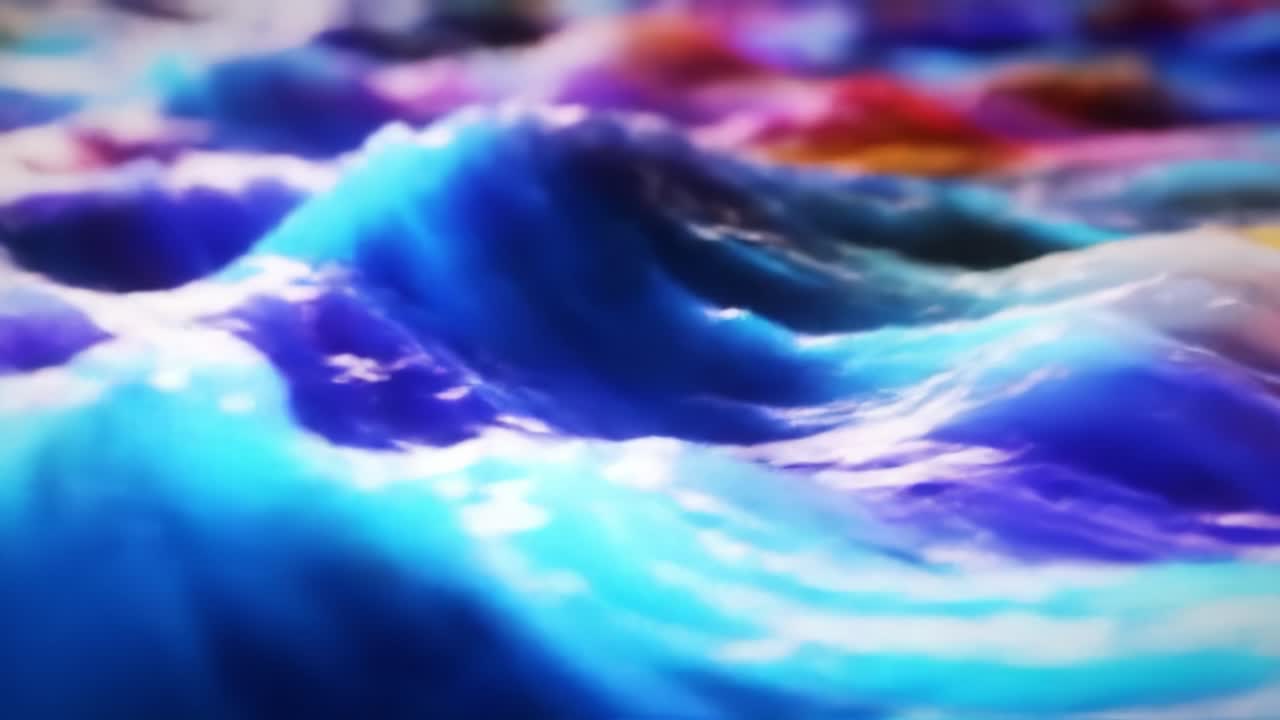 A Mesmerizing Display of Colorful Waves: An Abstract Animation Capturing the Beauty of Fluid Motion and Dynamic Color Blends in a Vibrant Landscape