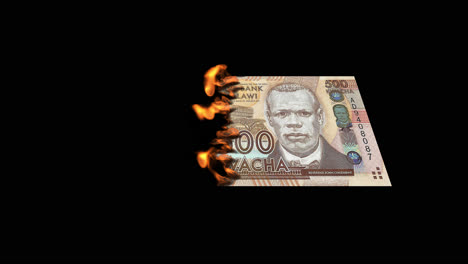 burning malawi kwacha banknote