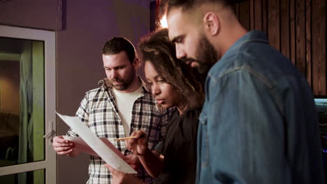 musical group in the studio