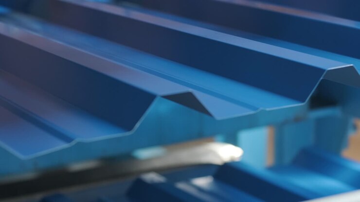 Metal sheet forming machine at the modern metalwork factory.