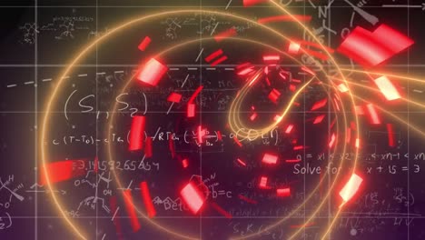 ecuaciones matemáticas sobre líneas de cuadrícula contra el túnel brillante