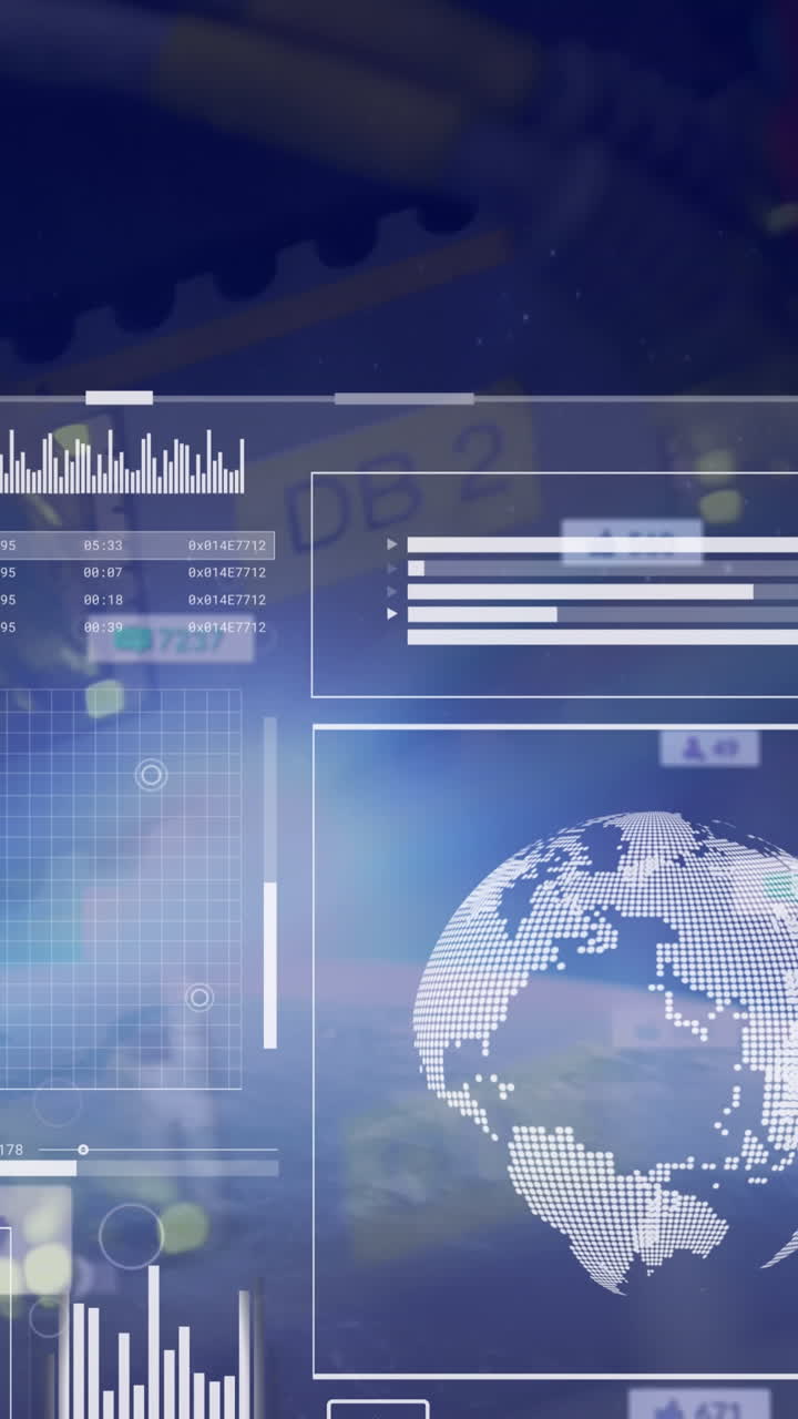 animación del procesamiento de datos en la sala de servidores