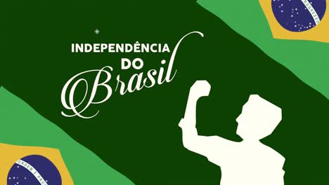 independencia brasil letras con hombre animación silueta