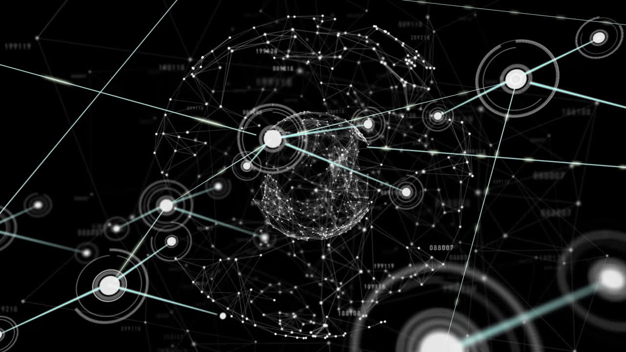 animación de la red de conexiones en todo el mundo con puntos brillantes