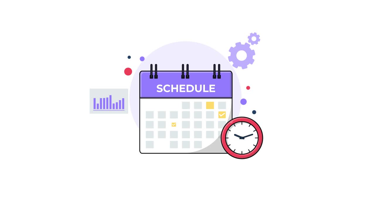 Animated Calendar with Clock and Schedule for Time Management