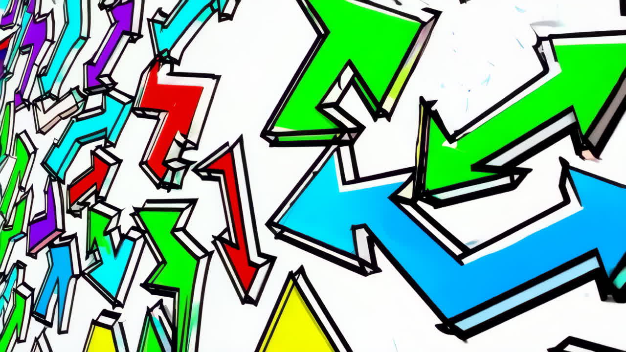 Abstract Colorful Stylized Arrows on White Background