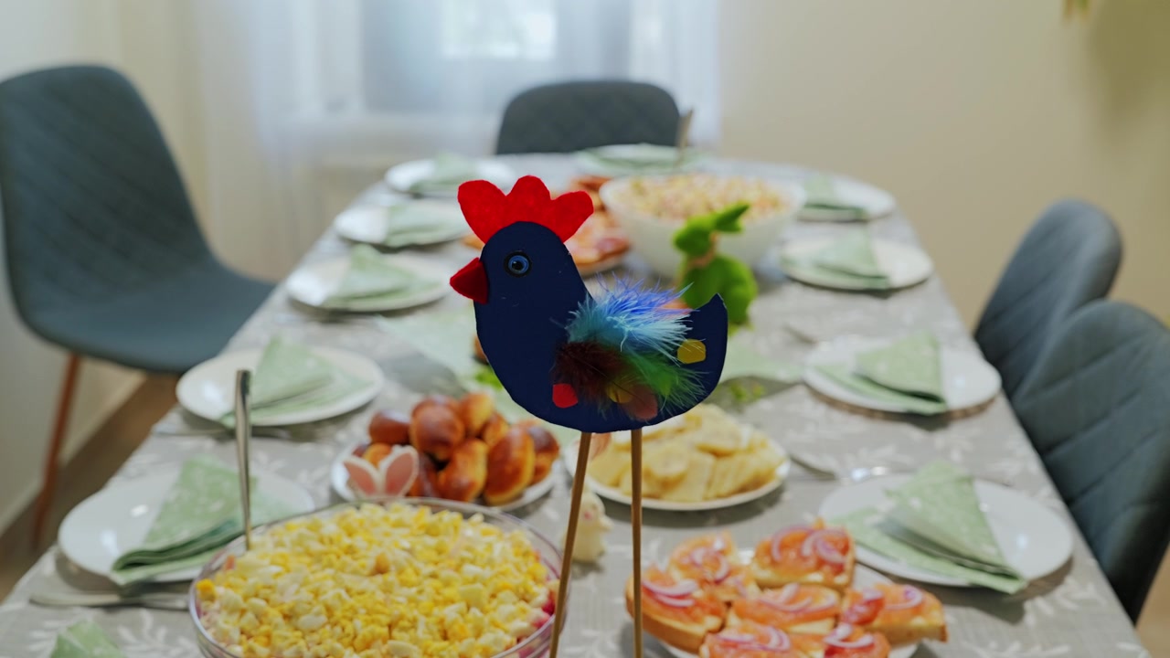Easter table filled with traditional food creating warm and inviting family mood
