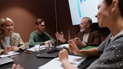 business professionals in a corporate meeting discussion