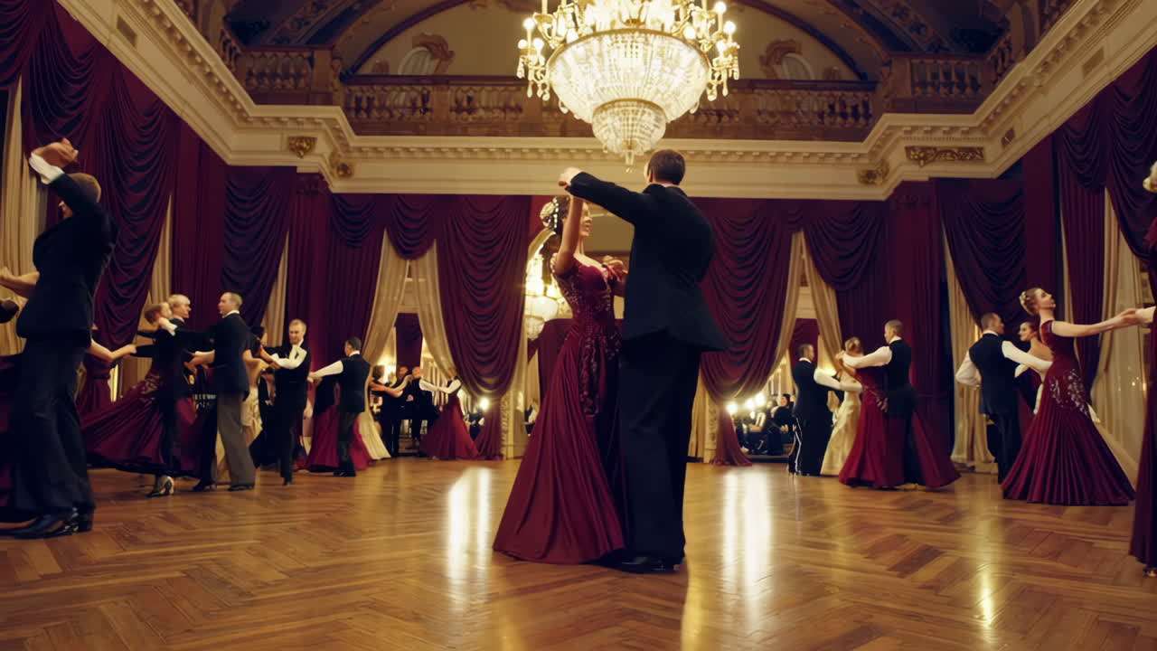 Elegant Couples Waltzing in a Grand Ballroom