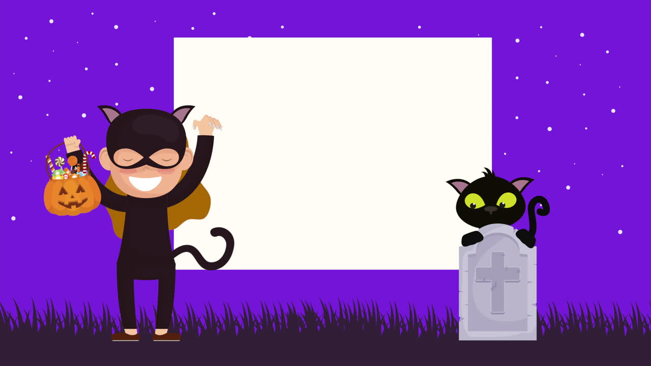 escena oscura de halloween con la mujer gato