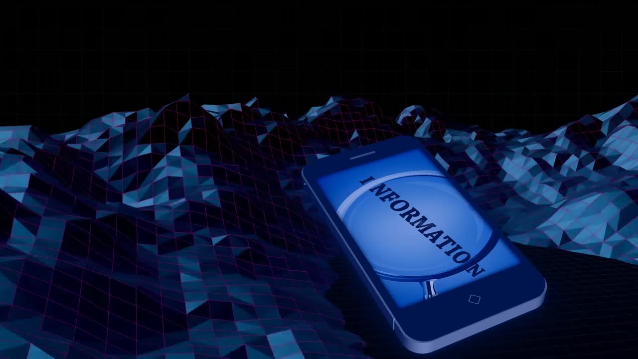 메타버스 풍경에 대한 화면에 있는 정보와 함께 스마트폰의 구성