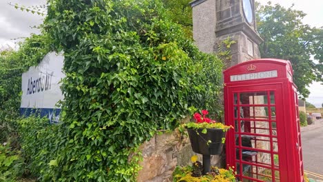 aberdour town entrance with red telephone booth