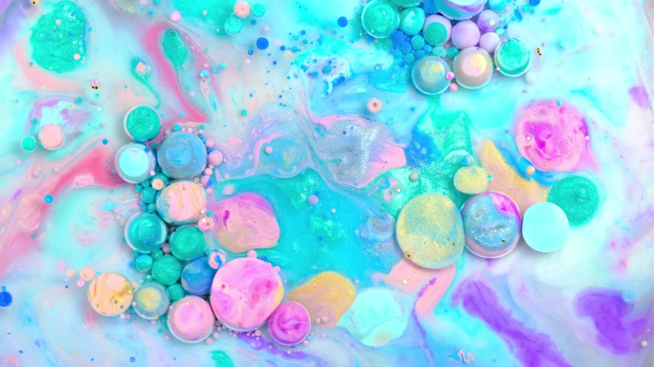 pintura colorida y burbujas fondo abstracto video 4k