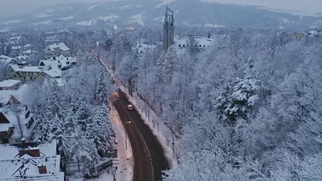 winter roads in zakopane golden hour