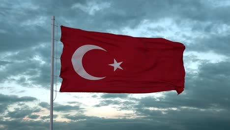 waving national flag of turkey. loopable realistic slow motion 3d animation