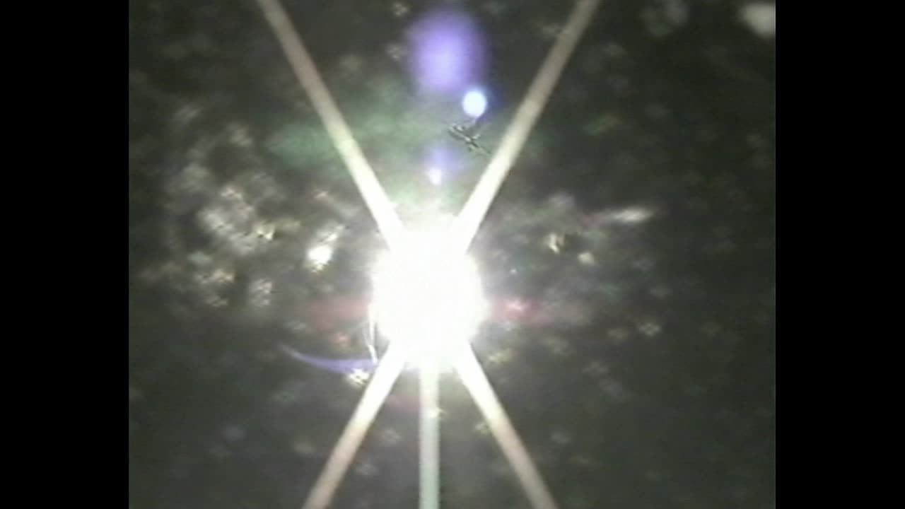Bright sunburst effect through dirty window in VHS look