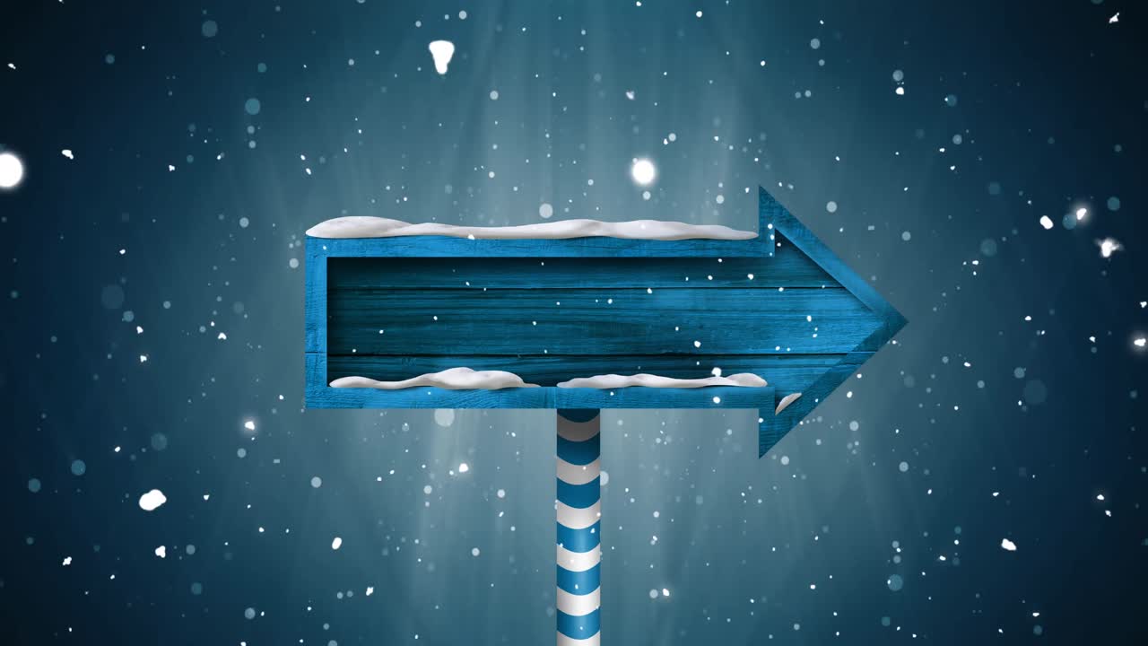 복사 공간과 겨울 풍경에서 눈이 내리는 크리스마스 표지판의 애니메이션