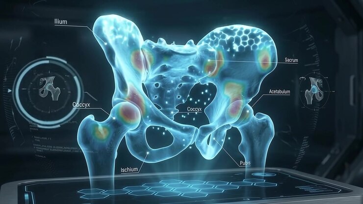 Holographic Medical Scan of Human Pelvis Anatomy