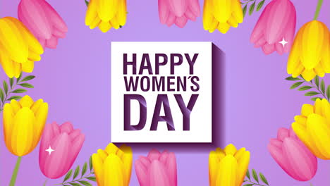 happy womens day card with colors roses flowers