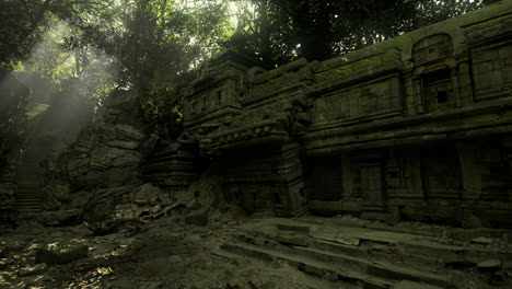 exploring the lost temple: ancient ruins in a lush jungle