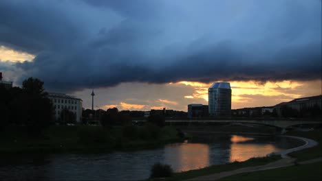 sunset clouds over the bridge and neris river in the capital city vilnius, lithuania, baltic states, europe-3