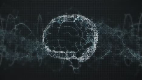 animación de círculos alrededor del cerebro digital humano sobre la hélice de adn contra un fondo negro.
