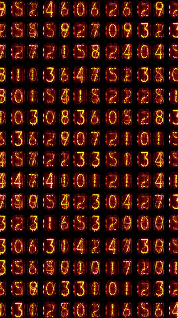 números de conteo, tiempo e información de código en vertical