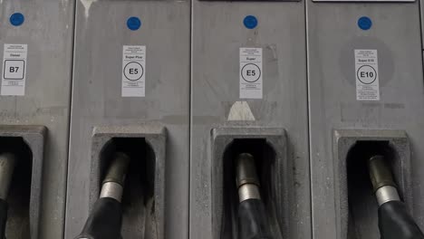 four petrol and diesel taps at a german gas station