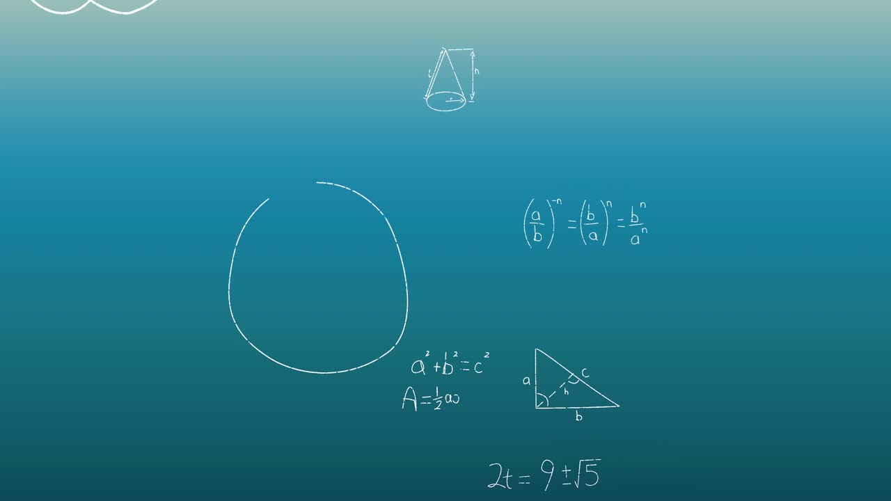 파란색 배경에 수학적 공식의 애니메이션