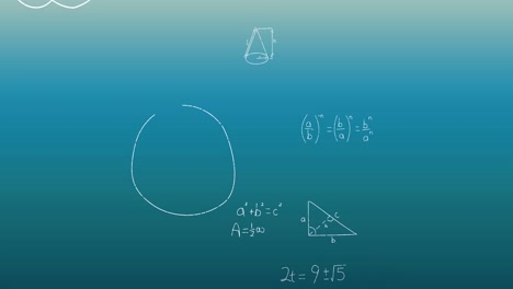 Animation-of-mathematical-formulae-over-blue-background