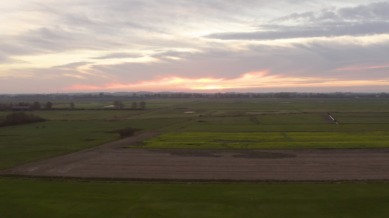 Rural agriculture area, during sunset, south west of the Netherlands