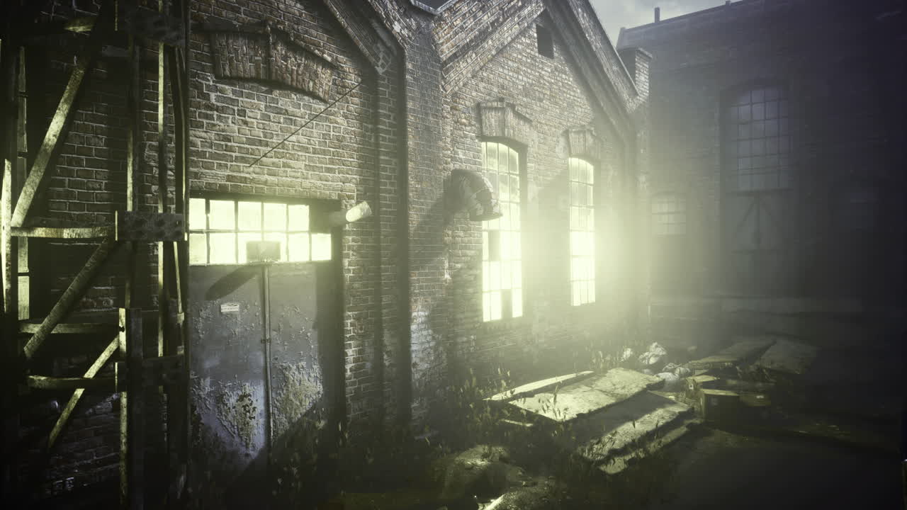 Abandoned industrial building showing signs of decay and mysterious light