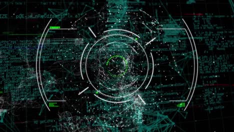 animation of scope scanning over globe of network of connections and data processing