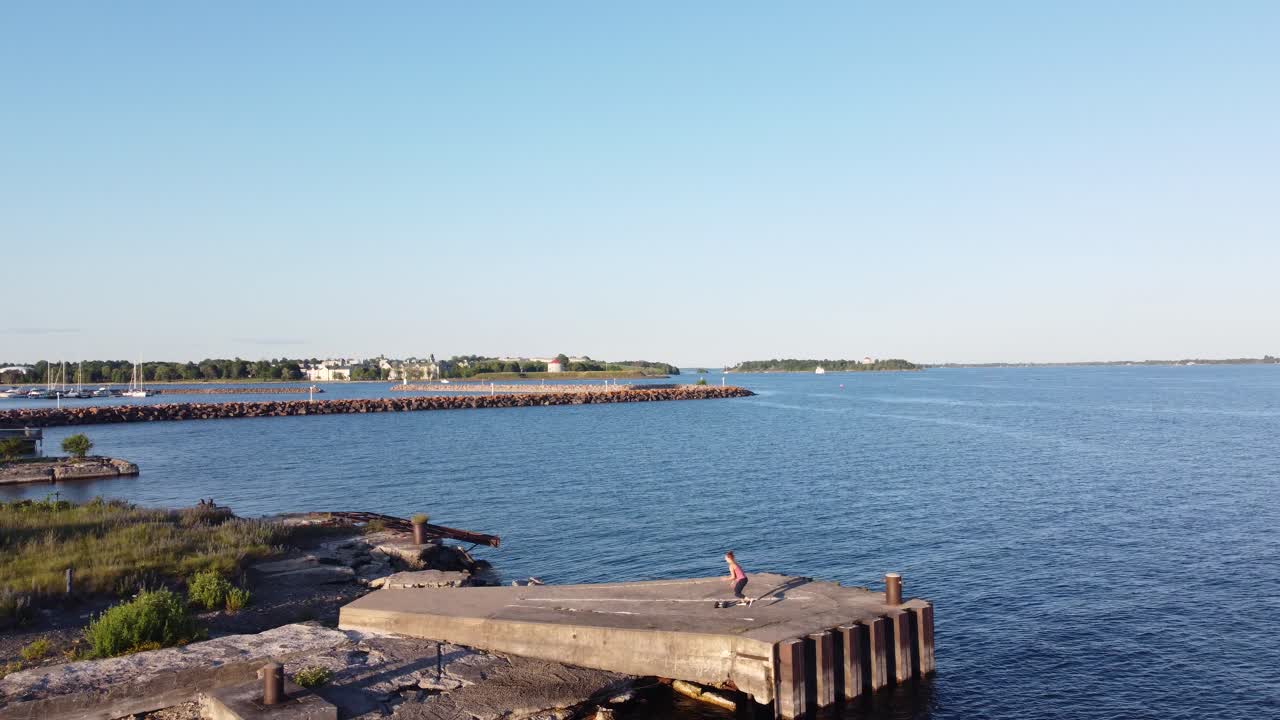 aerial women doing  outdoor fitness during summer