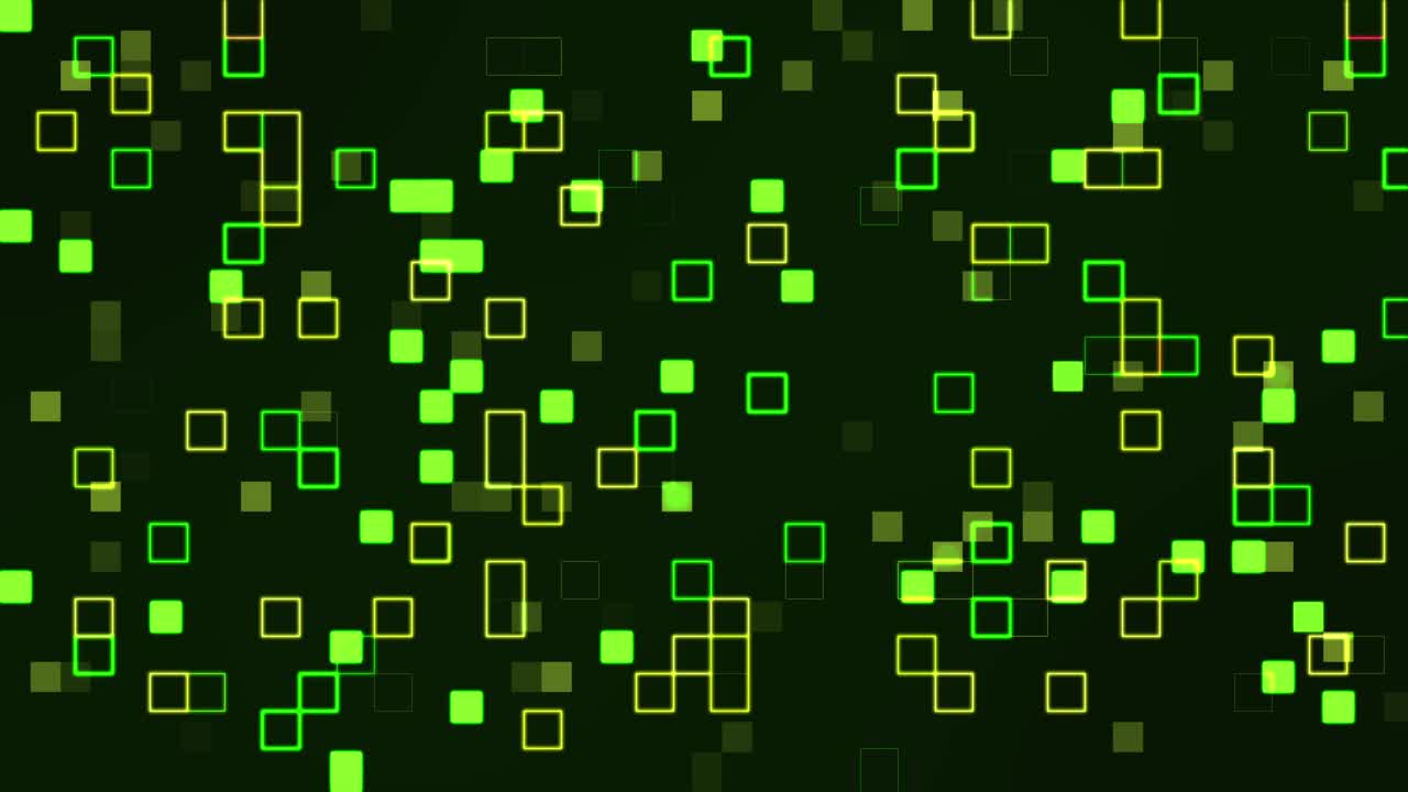 cuadrados verdes y amarillos brillantes abstractos, animación de fondo