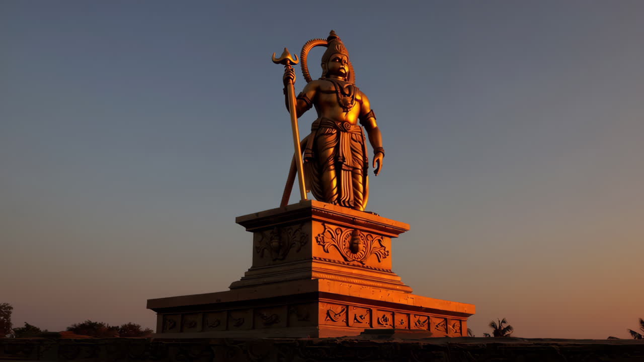 Golden Hanuman Statue at Sunset