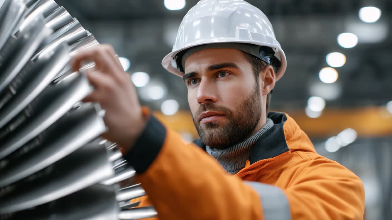 Engineer inspecting a turbine