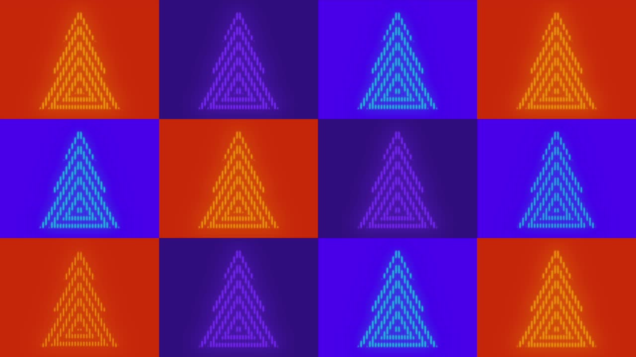 patrón de árboles de navidad de neón en degradado negro