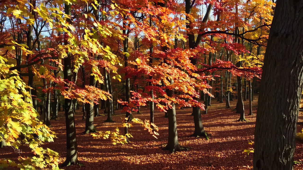다채로운 잎 을 가진 가을 의 숲
