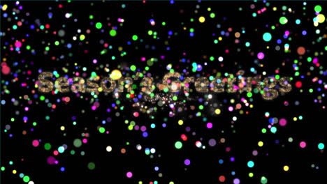 animación de las estaciones saludos texto y fuegos artificiales
