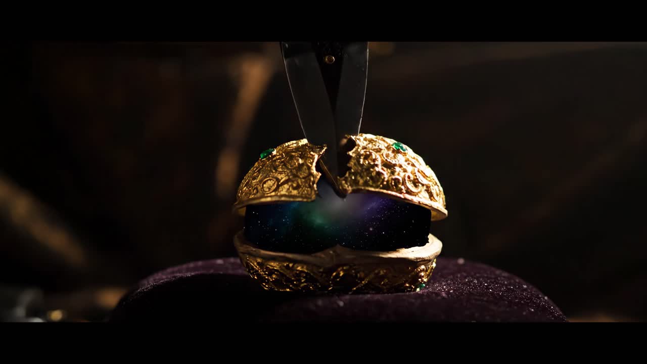 A Golden Jewel Box with a Knife