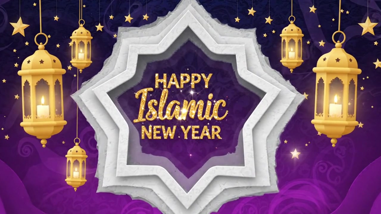 Animazione di auguri per un felice Capodanno islamico
