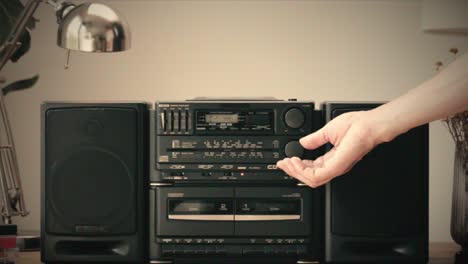 retro radio tape recorder, audio cassette close-up. listening to music, old radio boom box player, macro of vintage music listening. . high quality 4k footage