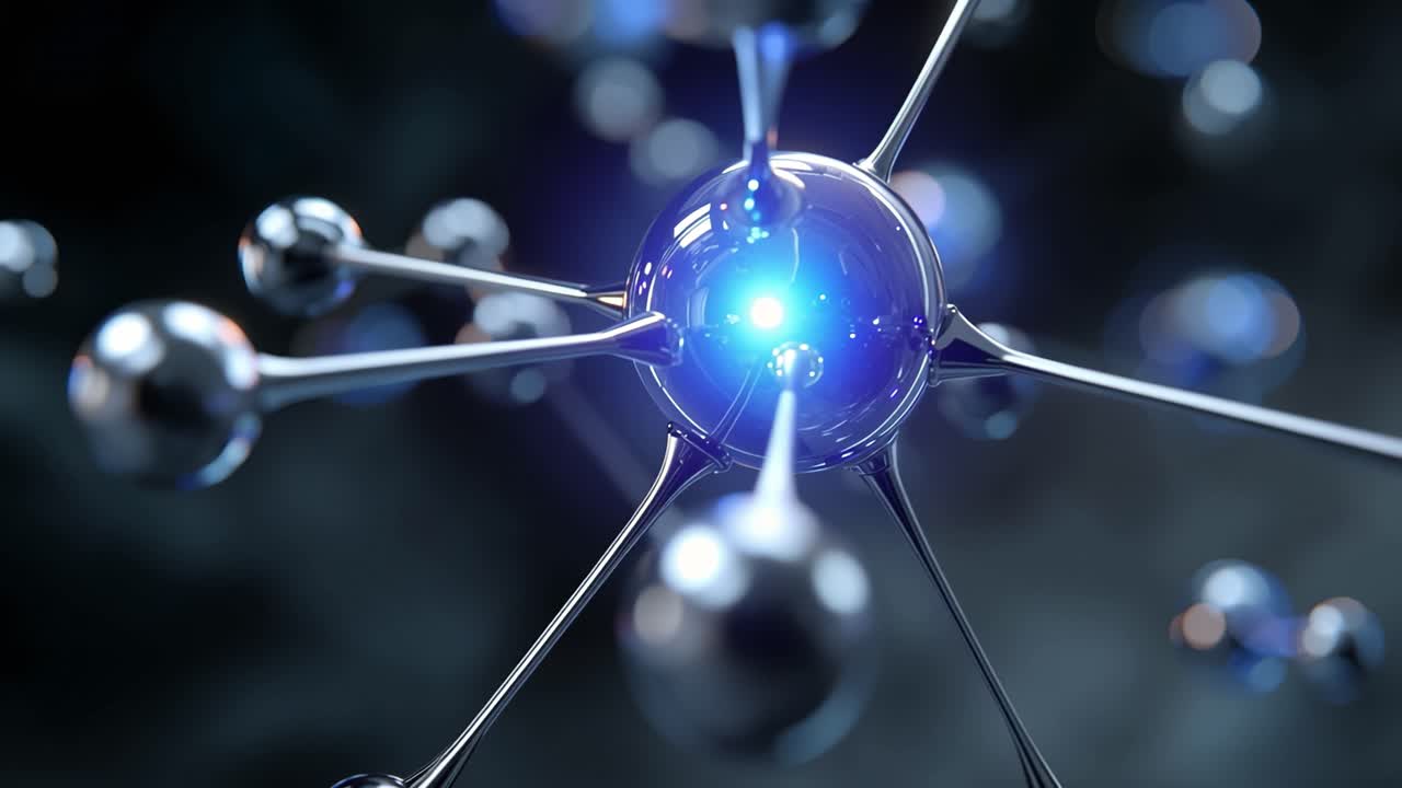Animated Molecular Structure with Glowing Blue Connections