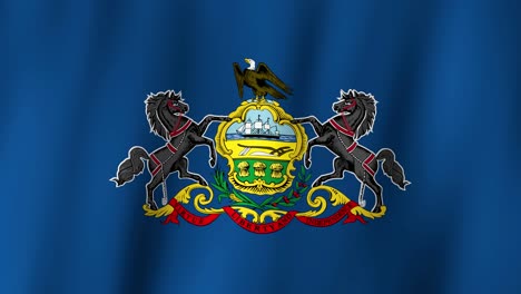 loopable state flag of the state of pennsylvania. digital animation waving background. (united states of america)