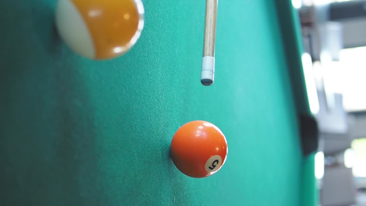 Billiards Game with Pool Balls and Cue Stick
